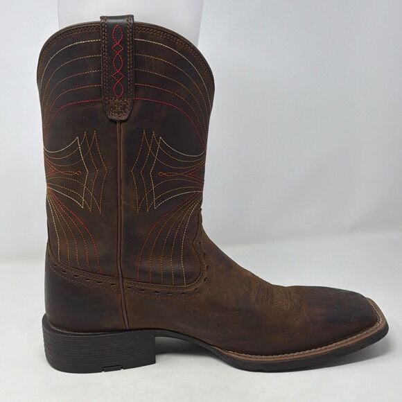 Ariat Sport Western Cowboy Boots Brown Leather Square Toe Men’s 10.5D 10010963 main image 12